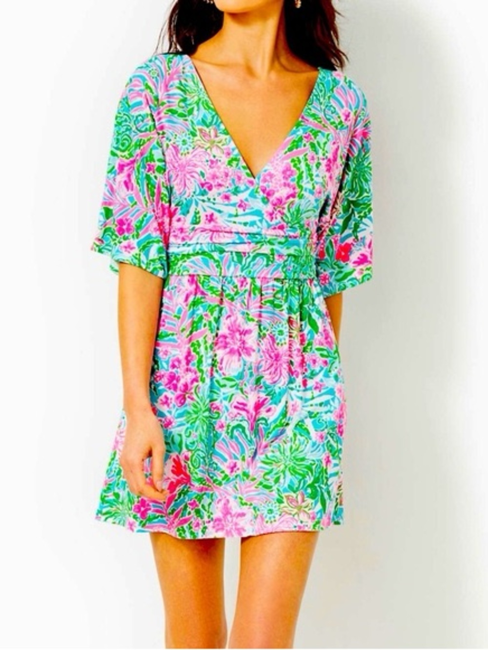 Lilly Pulitzer Floral Print Parigi Dress Romper L